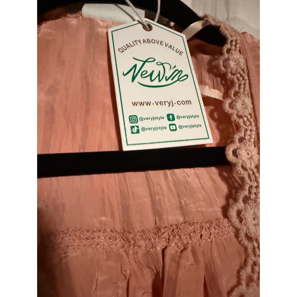 New J Very J 2 Piece Set Bloomer Pants and Lace Trim Top Terracotta Peach Medium - Picture 6 of 12